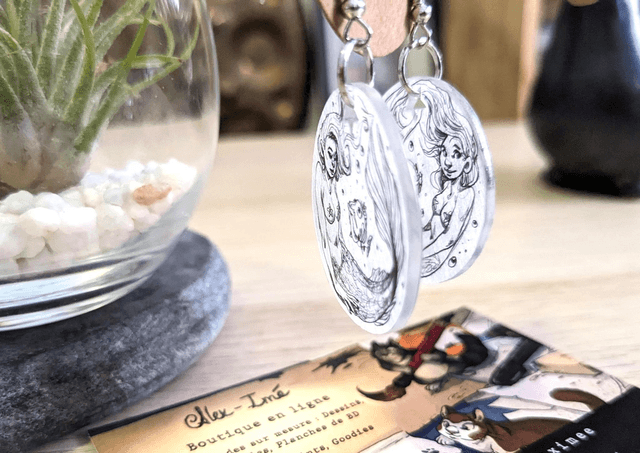 Sirène, boucles d'oreilles, format moyen