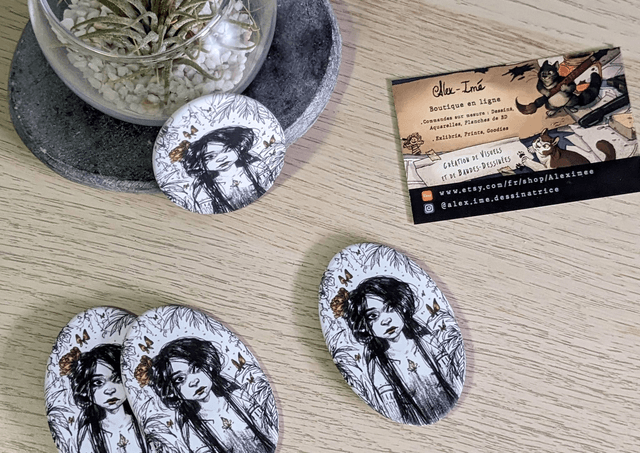 L'Or des Fous _portrait, Broche Soft Touch ovale