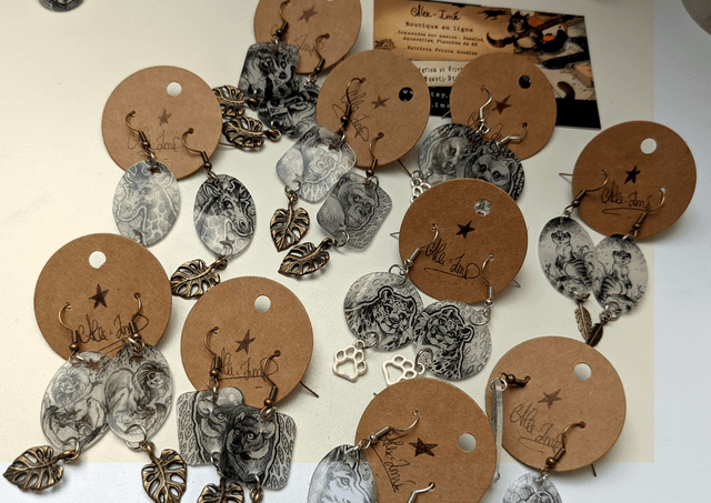 Pré-commande _ Boucles d'oreilles,  sur mesure, uniques, dessinées à la main