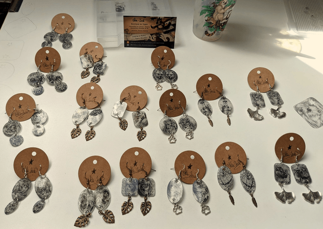 Pré-commande _ Boucles d'oreilles,  sur mesure, uniques, dessinées à la main
