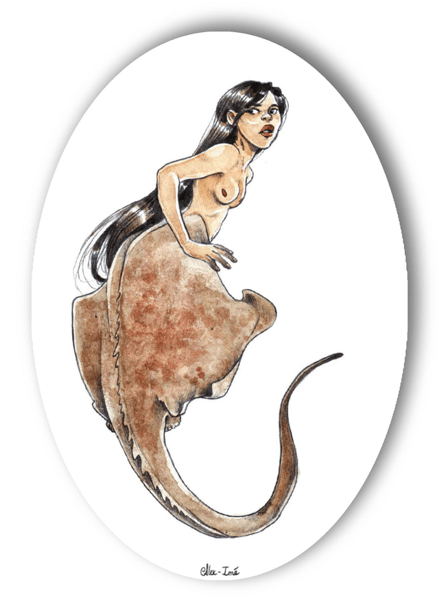 Sirène Raie, Broche Soft Touch ovale
