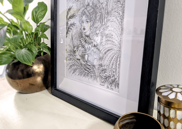 La femme aux oiseaux, Format A4, 21 x 29,7 cm