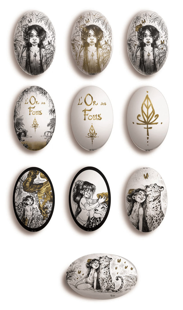 L'Or des Fous _portrait, Broche Soft Touch ovale