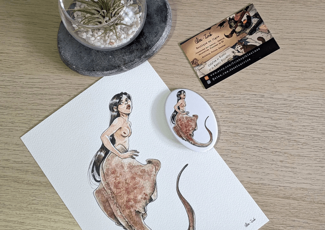 Sirène Raie, Broche Soft Touch ovale